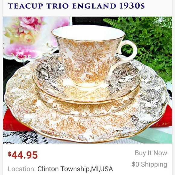 Colclough bone china teacup gold floral daisy - Picture 12 of 13